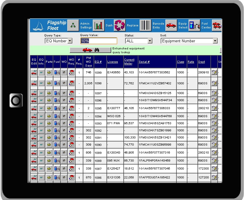 screenshot of Flagship Fleet Management